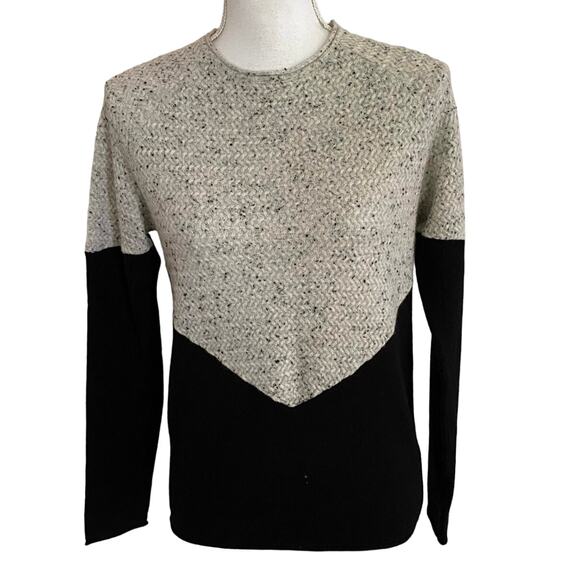 NEW Kier + J Size S 100% Cashmere Colorblock Sweater Textured Knit - Picture 1 of 6